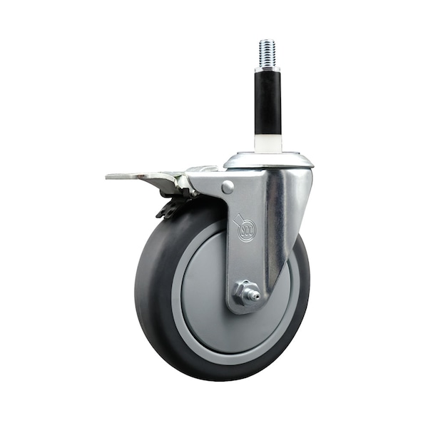 5'' SS Thermoplastic Rubber Swivel 7/8'' Expanding Stem Caster Total Lock Brake
